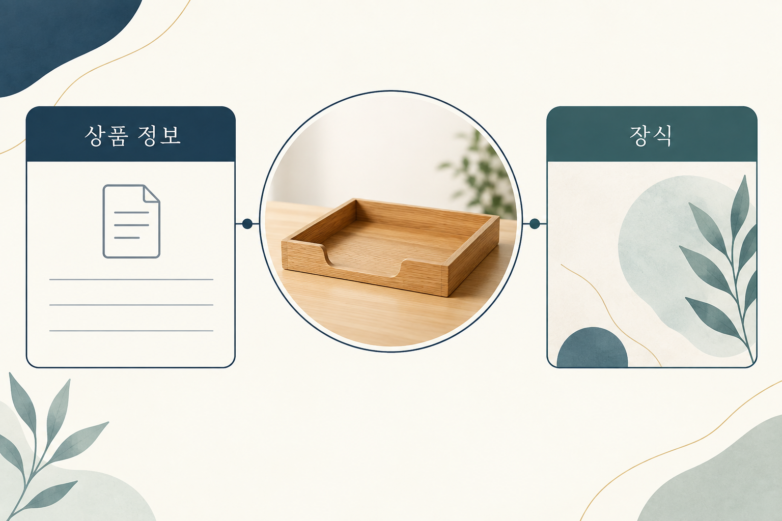 같은 트레이 사진을 상품 정보와 장식의 두 문맥에 연결한 도식