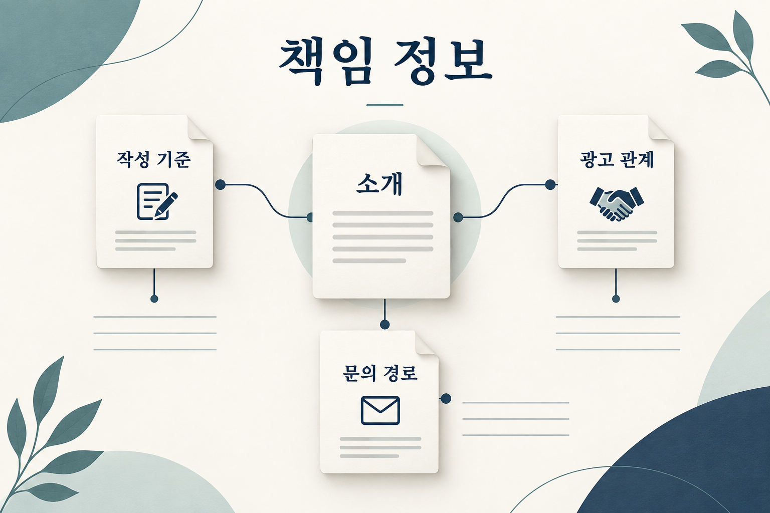 소개 정보와 작성 기준·광고 관계·문의 경로를 연결한 도식